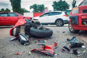 Motorcycle bike accident and car crash